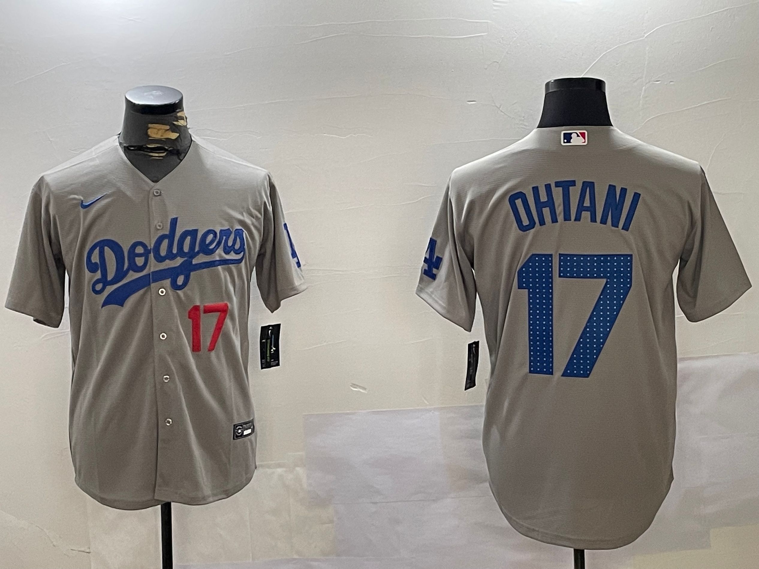 Men Los Angeles Dodgers 17 Ohtani Grey Game 2024 Nike MLB Jersey style 12161